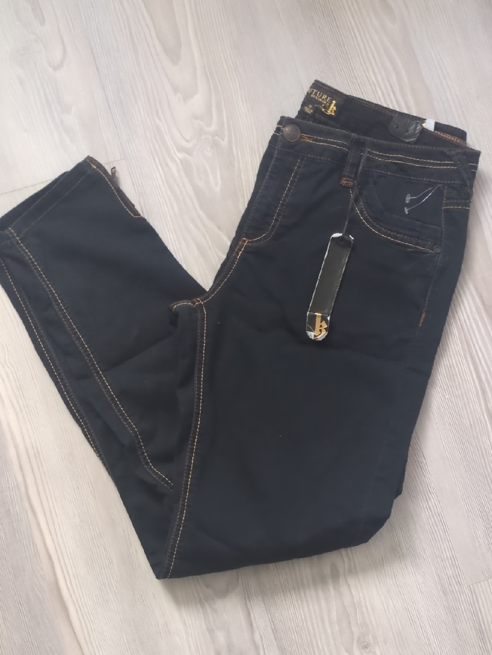 Kouture By Kimora 13 Black Jeans with Contrast Stitching NWT Skinny Zip Ankle